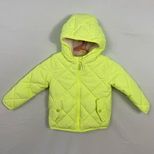Cat & Jack Yellow Puffy Jacket Hood Zipper Pockets Size 3T